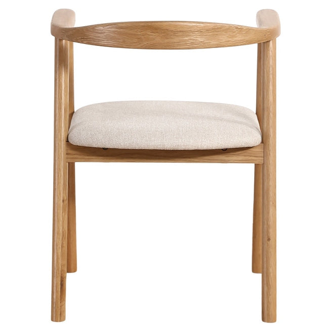 Luxueam Beige Upholstered Oak Dining Arm Chair