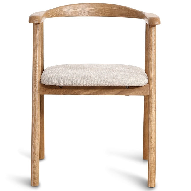 Luxueam Beige Upholstered Oak Dining Arm Chair
