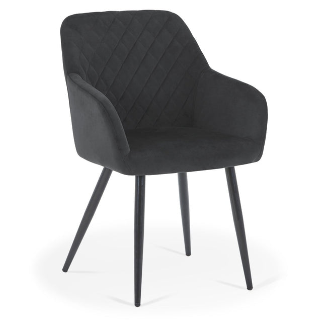 Luxueam Black Velvet Quilted Dining Arm Chair