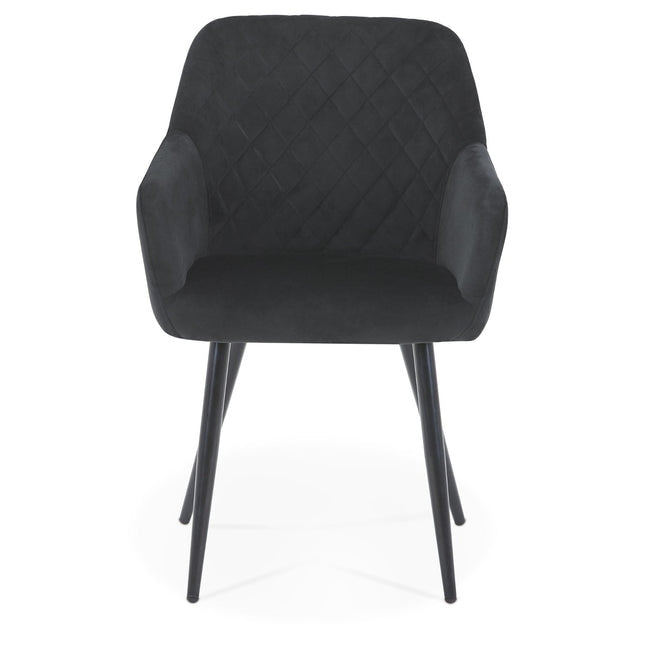Luxueam Black Velvet Quilted Dining Arm Chair