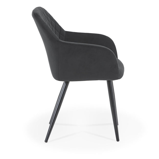 Luxueam Black Velvet Quilted Dining Arm Chair