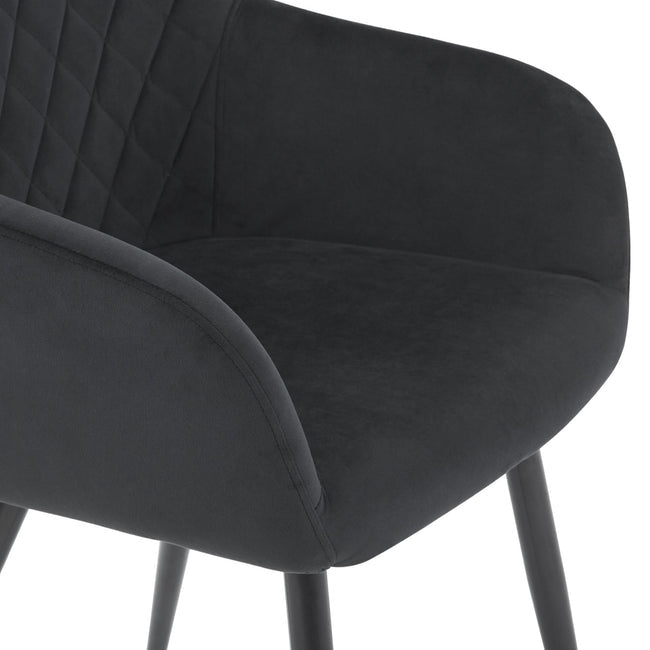 Luxueam Black Velvet Quilted Dining Arm Chair
