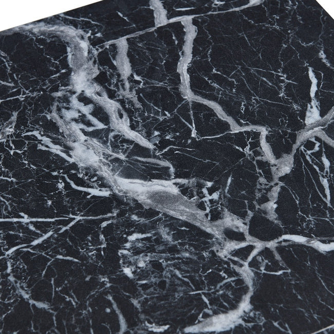 Luxueam Black Marble Look Plinth Side Table Set of 2