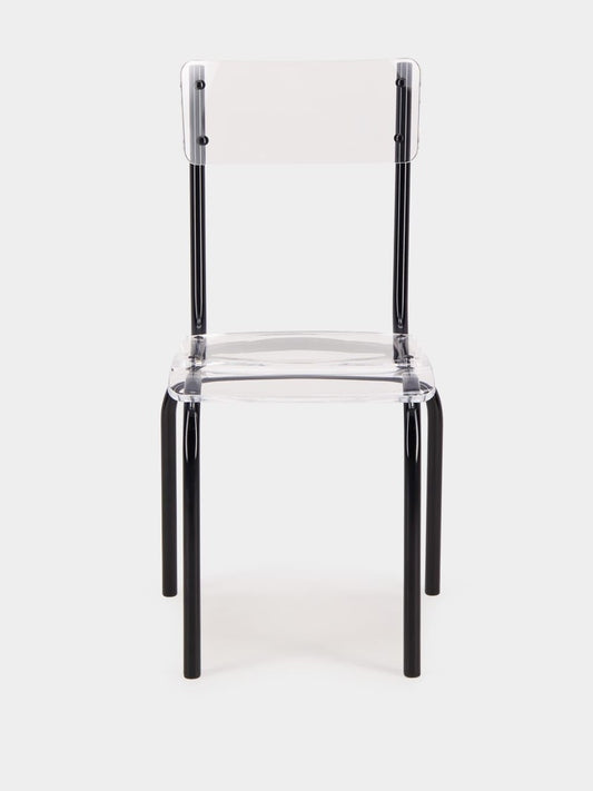 Luxueam Clear Acrylic Dining Chair with Black Powder-Coated Steel Frame