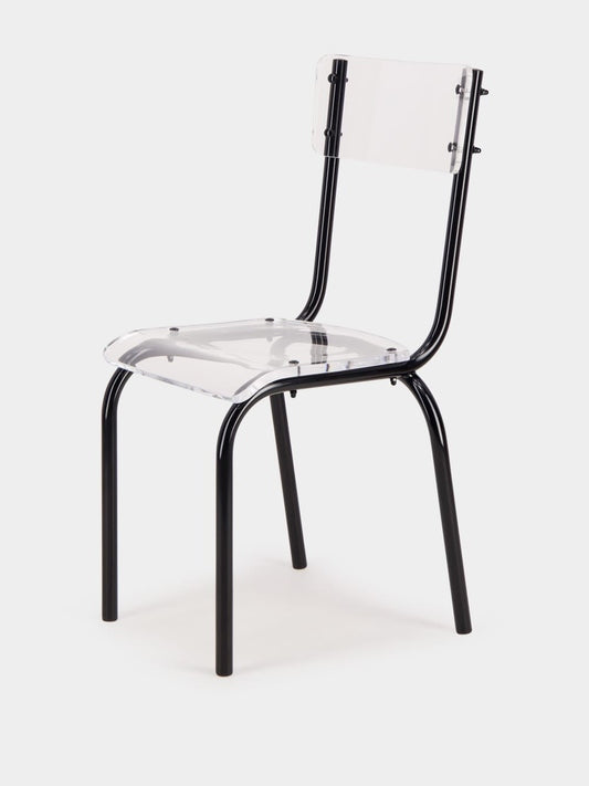 Luxueam Clear Acrylic Dining Chair with Black Powder-Coated Steel Frame