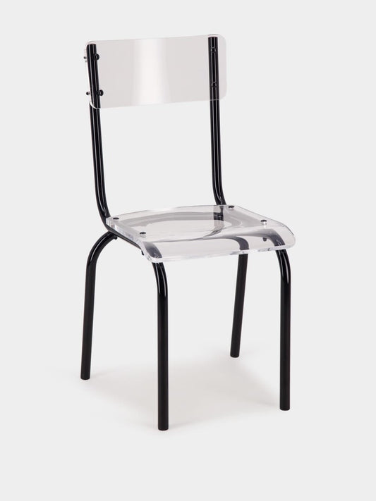 Luxueam Clear Acrylic Dining Chair with Black Powder-Coated Steel Frame