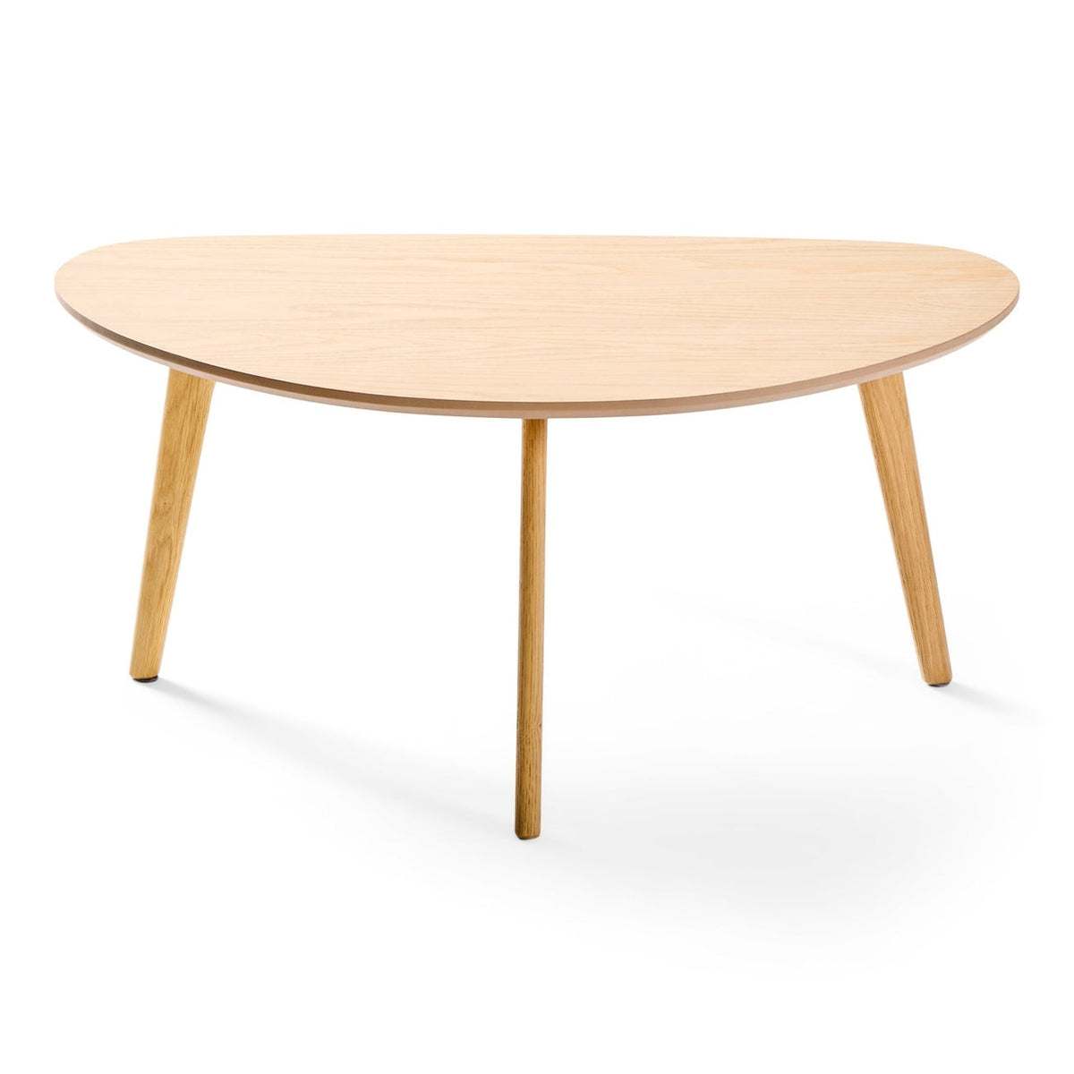 Luxueam Organic Rounded Natural Wood Look Coffee Table with Three Tapered Legs