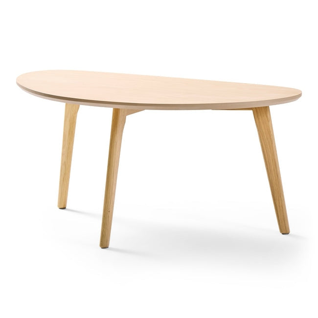 Luxueam Organic Rounded Natural Wood Look Coffee Table with Three Tapered Legs