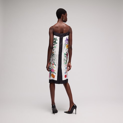 Printed silk twill dress
