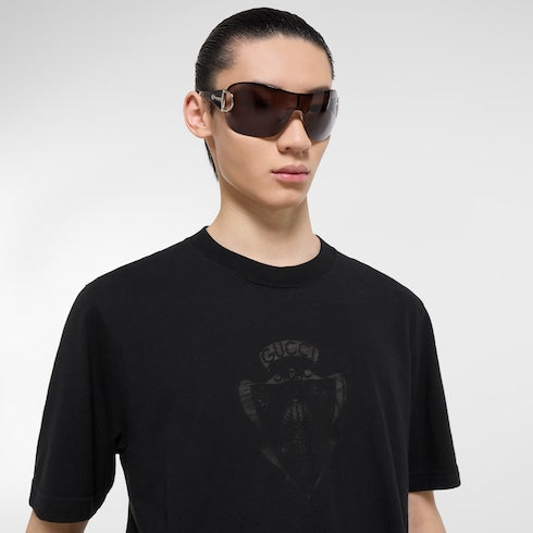 Cotton jersey T-shirt with devoré detail
