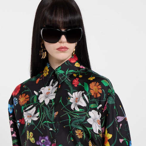 Printed silk twill shirt