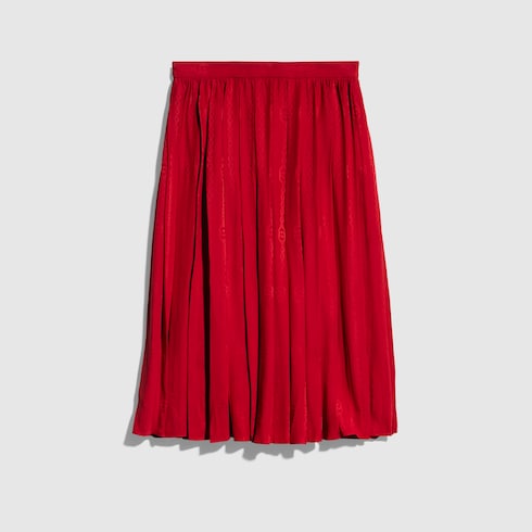 Interlocking G chain silk jacquard midi skirt
