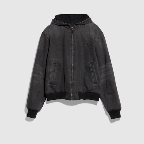 Reversible cotton denim zip jacket