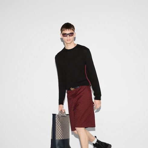Cashmere sweater with Web intarsia
