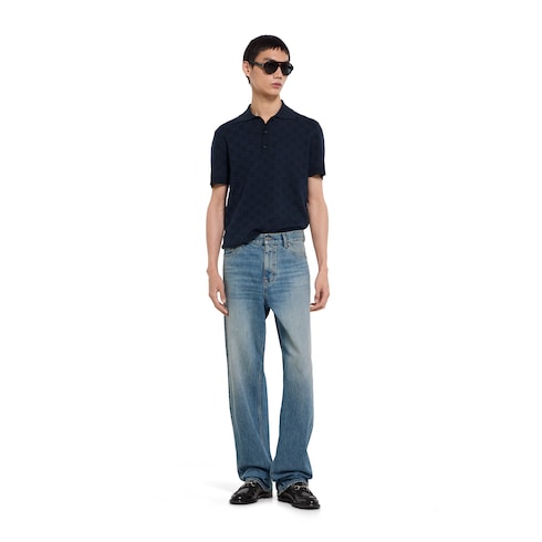 GG cotton silk jacquard polo shirt