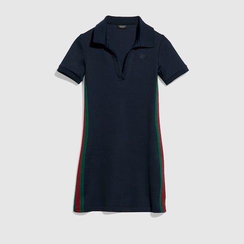 Rib cotton jersey dress with Web