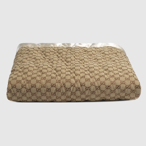Double-sided GG quilted cotton blanket