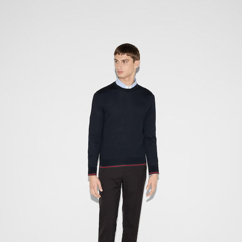 Wool knit sweater with Web