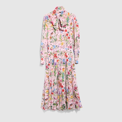 Printed silk chemisier dress