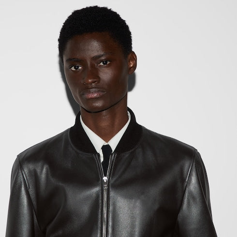 Leather bomber jacket with Web