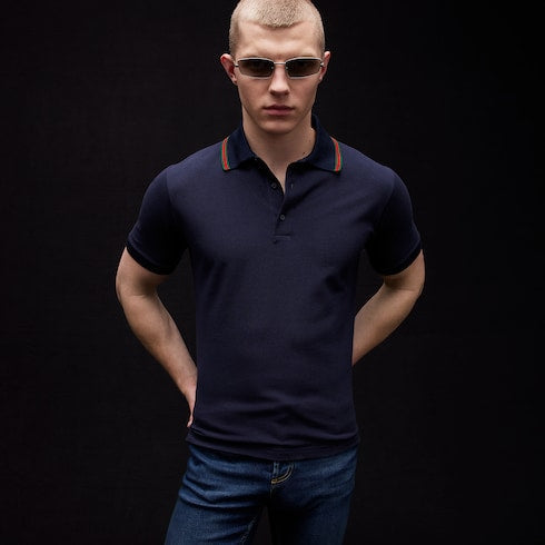 Cotton jersey piquet polo shirt