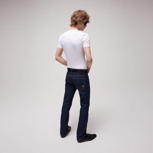 Cotton denim pants with embroidery