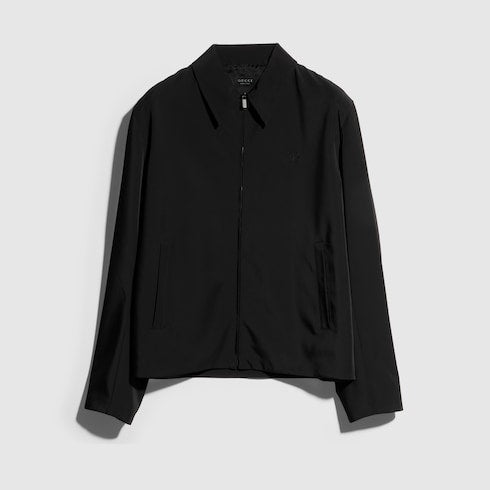 Stretch polyester zip jacket with embroidery