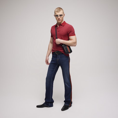 Cotton piquet polo shirt with embroidery