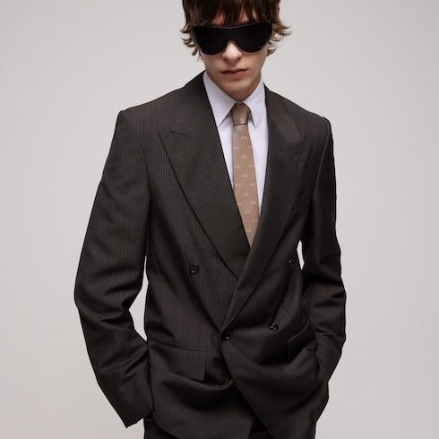 Horsebit silk jacquard tie