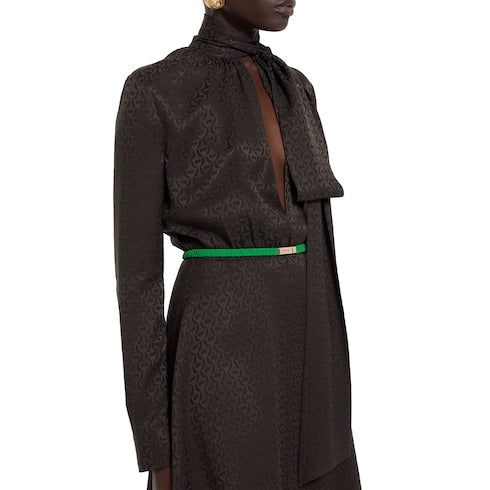 Horsebit silk jacquard dress