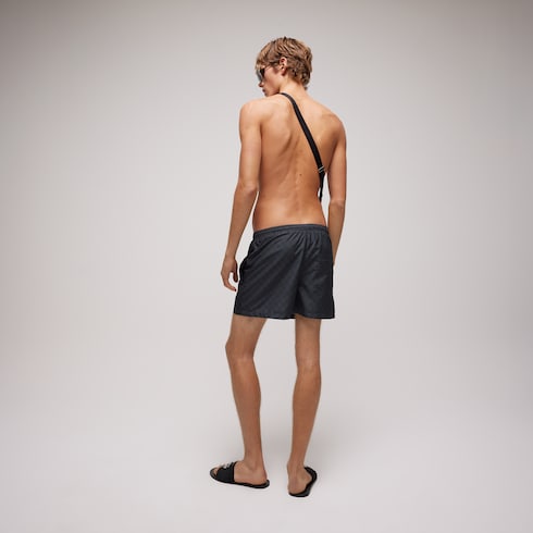 Printed polyester poplin swim shorts