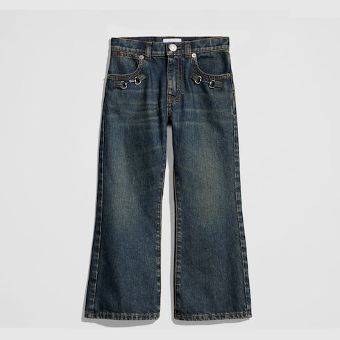 Children's denim pants with Horsebit