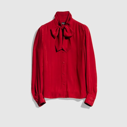 Interlocking G chain silk jacquard shirt