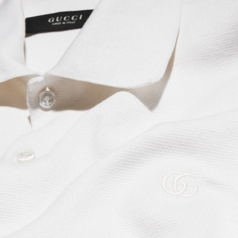 Silk cotton polo shirt with embroidery