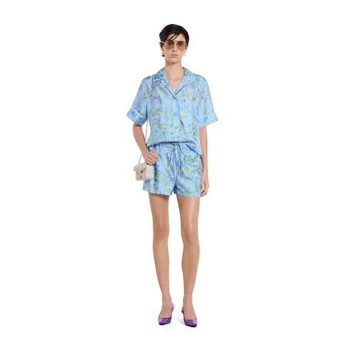 Printed silk twill shirt