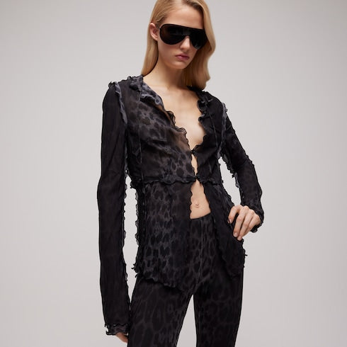 Printed silk blend shirt