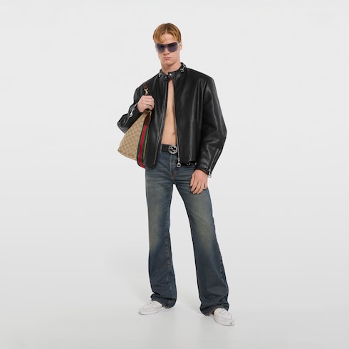 Leather jacket with Horsebit