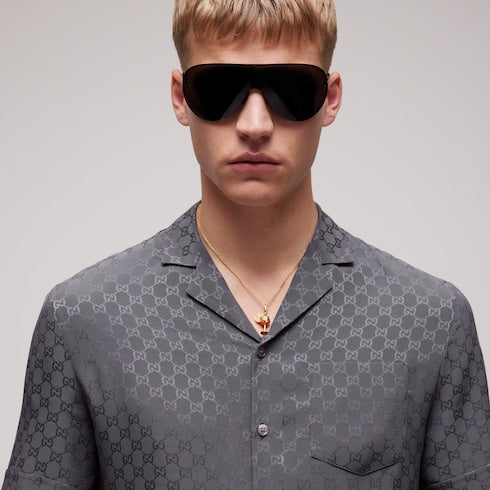 GG silk jacquard bowling shirt