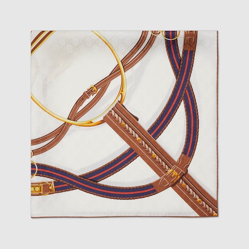 Printed silk jacquard carré