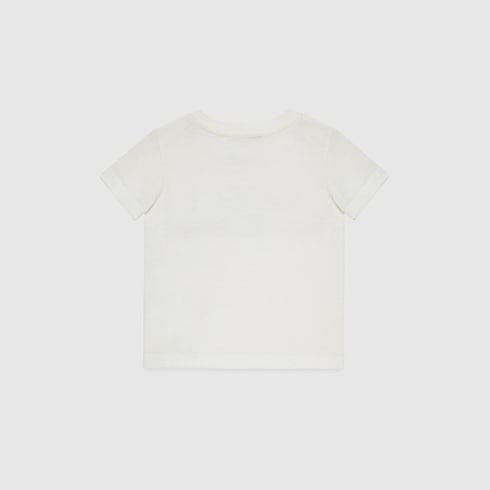 White Cotton Baby T-Shirt With Vintage Gucci Logo