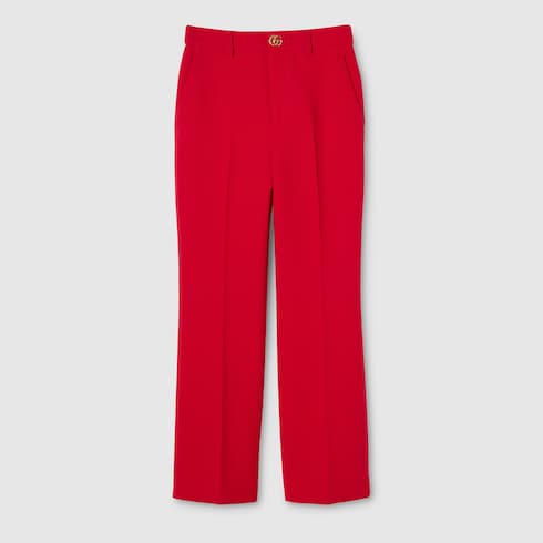 Crêpe wool pants with Double G button