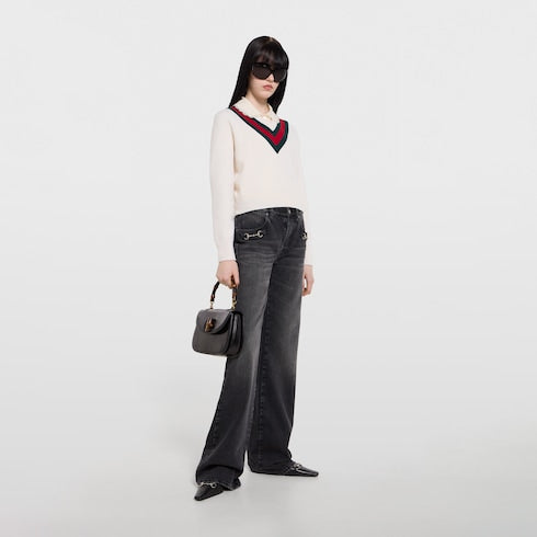 Fine knit wool sweater with Web