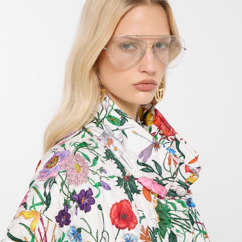 Printed quilted twill jacket