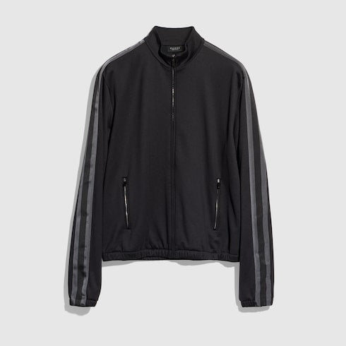 Cotton jersey zip jacket with muted Web