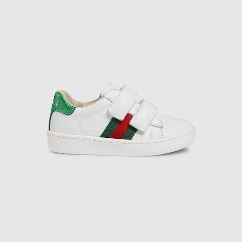 White Leather Toddler Sneaker With Web