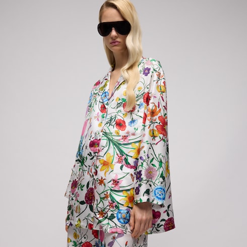 Printed silk twill shirt