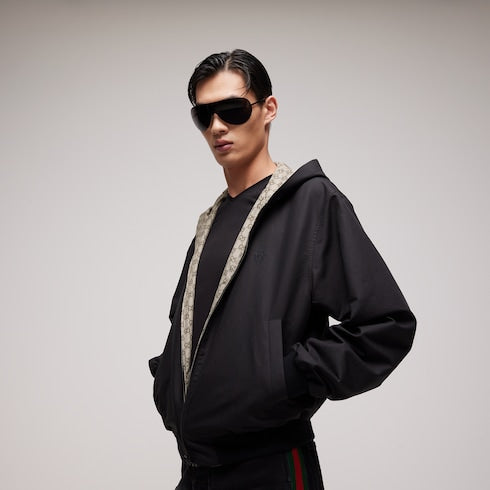 Reversible cotton canvas zip jacket