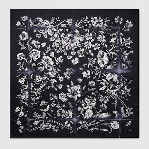 Printed silk jacquard carré
