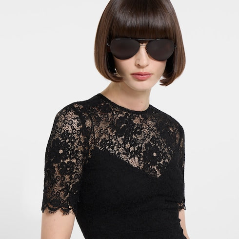 GG flower stretch lace dress