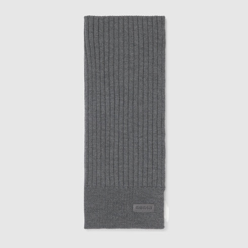 Knit wool scarf with logo